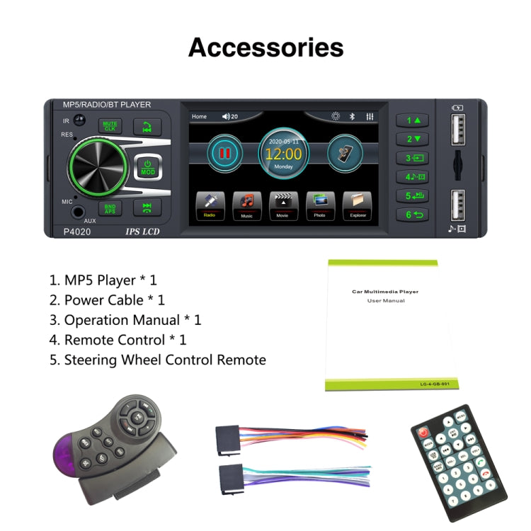 P4020 3.8 inch Universal Car Radio Receiver MP5 Player, Support FM & Bluetooth & TF Card with Remote Control P4020 3.8 inch Universal Car Radio Receiver MP5 Player, Support FM & Bluetooth & TF Card with Remote Control