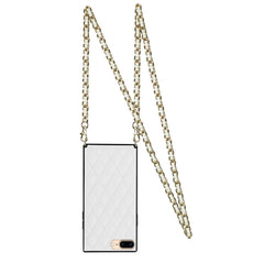 Elegant Rhombic Pattern Microfiber Leather +TPU Shockproof Case with Crossbody Strap Chain, For iPhone SE 2022 / SE 2020 / 8 / 7, For iPhone 8 Plus / 7 Plus, For iPhone X / XS, For iPhone XR
