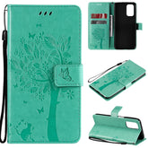 Tree & Cat Pattern Pressed Printing Horizontal Flip PU Leather Case with Holder & Card Slots & Wallet & Lanyard, For OPPO A93 5G / A74 5G, For OPPO A94 4G / F19 Pro / Reno 5F