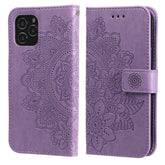 7-petal Flowers Embossing Pattern Horizontal Flip PU Leather Case with Holder & Card Slots & Wallet & Photo Frame, For iPhone 11, For iPhone 11 Pro, For iPhone 11 Pro Max, For iPhone 12 mini