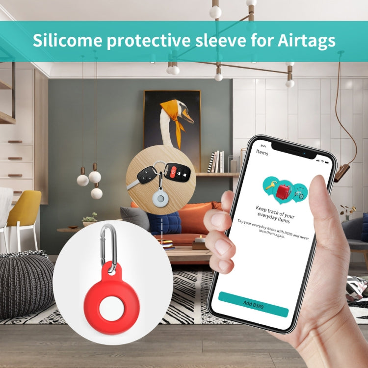 Anti-scratch Silicone Shockproof Protective Cover Case with Carabiner, For AirTag Anti-scratch Silicone Shockproof Protective Cover Case with Carabiner, For AirTag