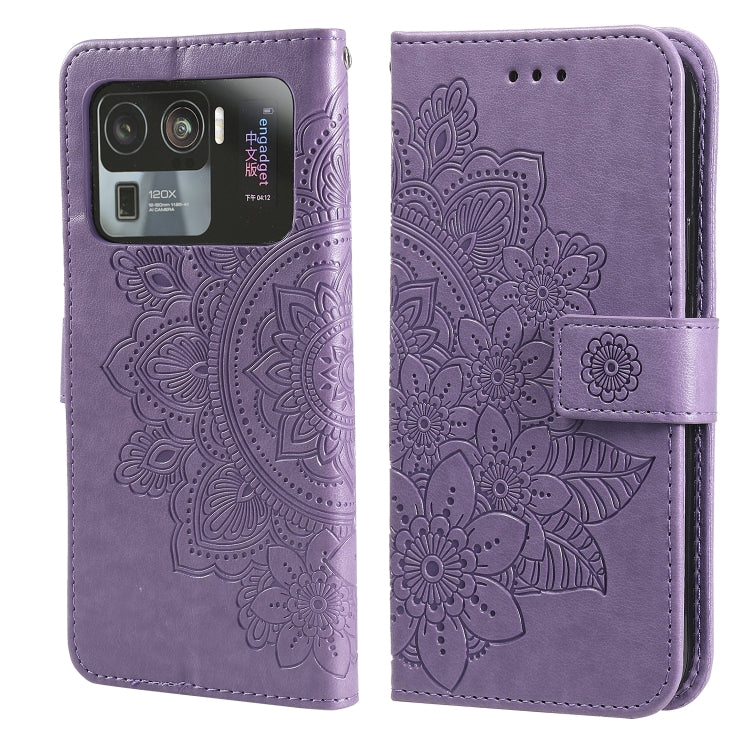 7-petal Flowers Embossing Pattern Horizontal Flip PU Leather Case with Holder & Card Slots & Wallet & Photo Frame, For Xiaomi Mi 11 Ultra, For Xiaomi Mi 11 Lite, For Xiaomi Poco M3 / Redmi Note 9 4G, For Xiaomi Mi 11 Pro