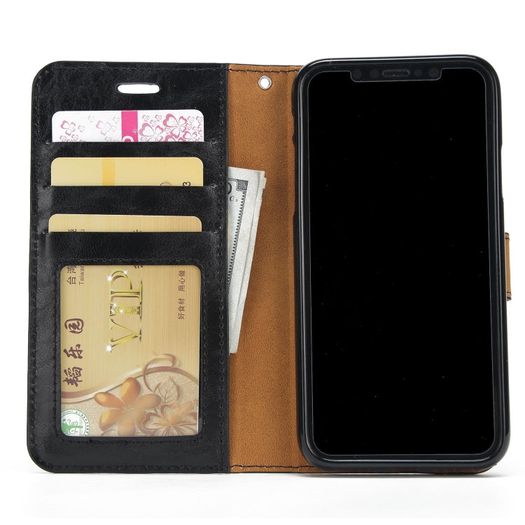 Crazy Horse Texture Detachable Magnetic Back Cover Horizontal Flip Leather Case with Holder & Card Slots & Photo Frame & Wallet, For iPhone XS Max Crazy Horse Texture Detachable Magnetic Back Cover Horizontal Flip Leather Case with Holder & Card Slots & Photo Frame & Wallet, For iPhone XS Max