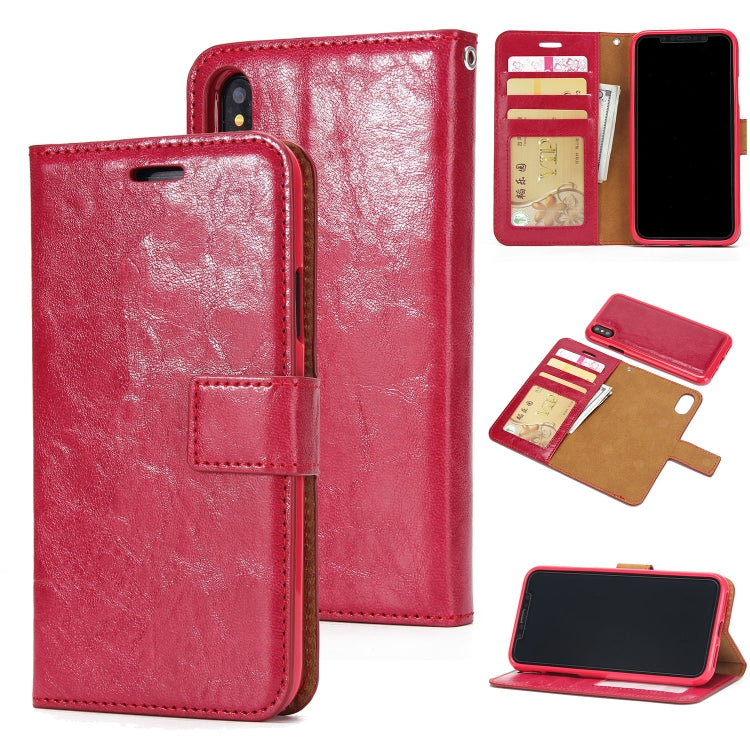 Crazy Horse Texture Detachable Magnetic Back Cover Horizontal Flip Leather Case with Holder & Card Slots & Photo Frame & Wallet, For iPhone XS Max Crazy Horse Texture Detachable Magnetic Back Cover Horizontal Flip Leather Case with Holder & Card Slots & Photo Frame & Wallet, For iPhone XS Max