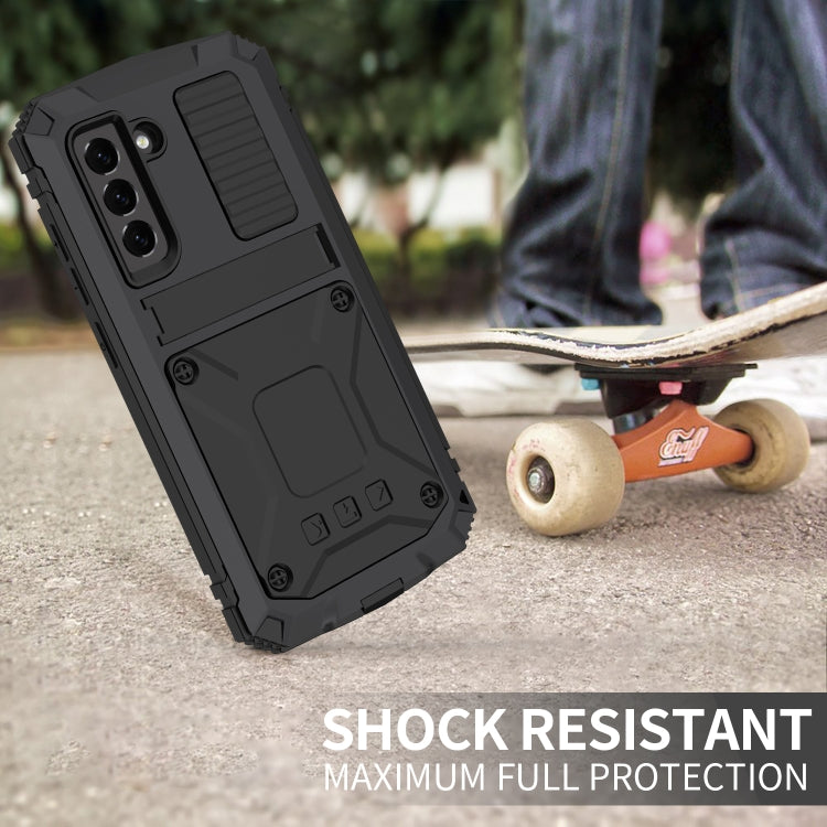 R-JUST Funda protectora de metal y silicona a prueba de golpes, resistente al agua y al polvo con soporte para Samsung Galaxy S21 FE R-JUST Funda protectora de metal y silicona a prueba de golpes, resistente al agua y al polvo con soporte para Samsung Galaxy S21 FE
