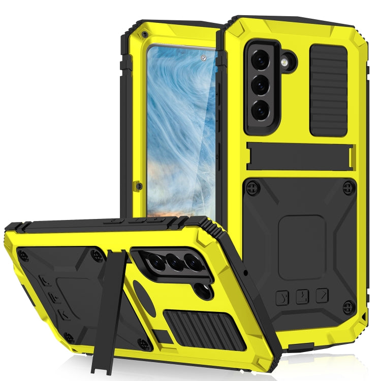 R-JUST Funda protectora de metal y silicona a prueba de golpes, resistente al agua y al polvo con soporte para Samsung Galaxy S21 FE R-JUST Funda protectora de metal y silicona a prueba de golpes, resistente al agua y al polvo con soporte para Samsung Galaxy S21 FE