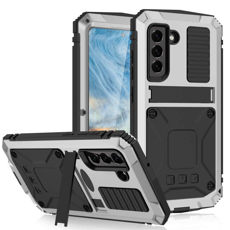 R-JUST Funda protectora de metal y silicona a prueba de golpes, resistente al agua y al polvo con soporte para Samsung Galaxy S21 FE R-JUST Funda protectora de metal y silicona a prueba de golpes, resistente al agua y al polvo con soporte para Samsung Galaxy S21 FE