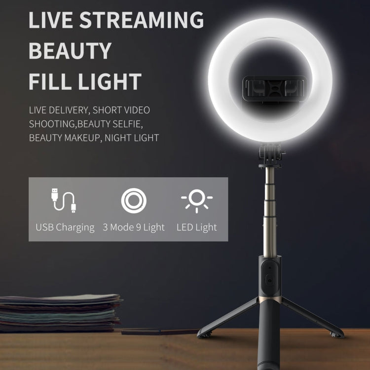 Trípode con anillo de luz portátil Q07 de 6 pulgadas con Bluetooth para selfies, Q07 Trípode con anillo de luz portátil Q07 de 6 pulgadas con Bluetooth para selfies, Q07