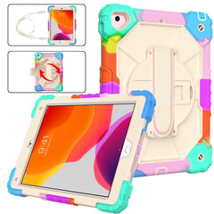 Estuche protector de silicona y policarbonato a prueba de golpes con diseño de robot en color de contraste, con soporte y correa para el hombro, para iPad 9.7 (2018) y (2017) / Air 2 / Air
