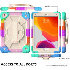 Estuche protector de silicona y policarbonato a prueba de golpes con diseño de robot en color de contraste, con soporte y correa para el hombro, para iPad 9.7 (2018) y (2017) / Air 2 / Air