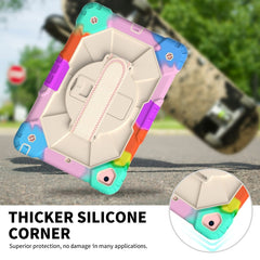Estuche protector de silicona y policarbonato a prueba de golpes con diseño de robot en color de contraste, con soporte y correa para el hombro, para iPad 9.7 (2018) y (2017) / Air 2 / Air