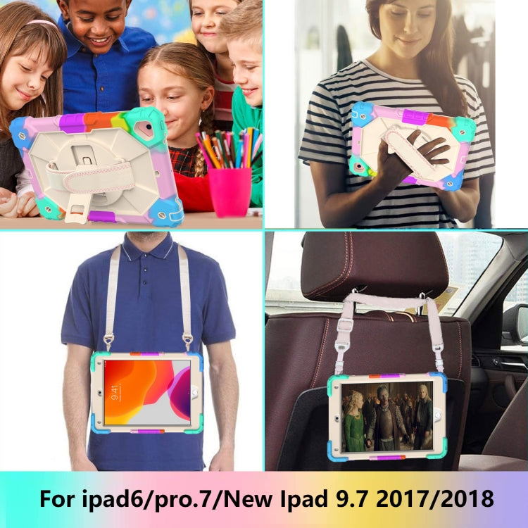 Estuche protector de silicona y policarbonato a prueba de golpes con diseño de robot en color de contraste, con soporte y correa para el hombro, para iPad 9.7 (2018) y (2017) / Air 2 / Air Estuche protector de silicona y policarbonato a prueba de golpes con diseño de robot en color de contraste, con soporte y correa para el hombro, para iPad 9.7 (2018) y (2017) / Air 2 / Air