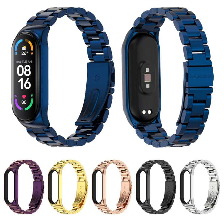 For Xiaomi Mi Band 6 / 5 / 4 / 3 CS Metal Three Bead Stainless Steel Replacement Watchband For Xiaomi Mi Band 6 / 5 / 4 / 3 CS Metal Three Bead Stainless Steel Replacement Watchband