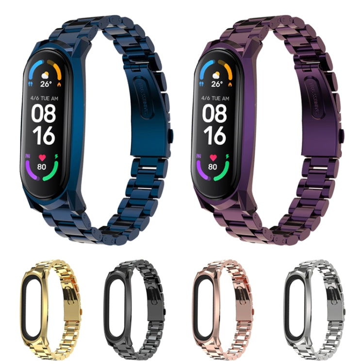 For Xiaomi Mi Band 6 / 5 / 4 / 3 Mijobs Three Beads Metal GT Stainless Steel Replacement Watchband For Xiaomi Mi Band 6 / 5 / 4 / 3 Mijobs Three Beads Metal GT Stainless Steel Replacement Watchband