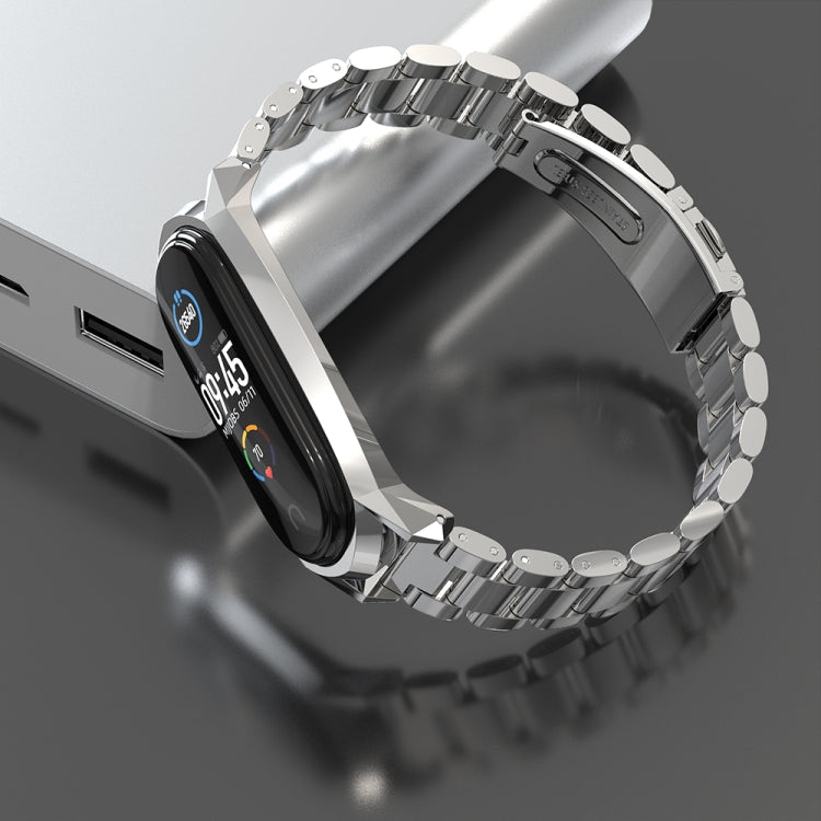 For Xiaomi Mi Band 6 / 5 / 4 / 3 Mijobs Three Beads Metal GT Stainless Steel Replacement Watchband For Xiaomi Mi Band 6 / 5 / 4 / 3 Mijobs Three Beads Metal GT Stainless Steel Replacement Watchband