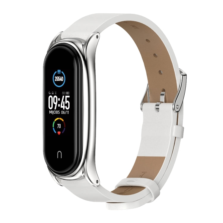 For Xiaomi Mi Band 6 / 5 / 4 / 3 Mijobs Metal Case Crazy Horse Texture PU Microfiber Plus Replacement Watchband For Xiaomi Mi Band 6 / 5 / 4 / 3 Mijobs Metal Case Crazy Horse Texture PU Microfiber Plus Replacement Watchband