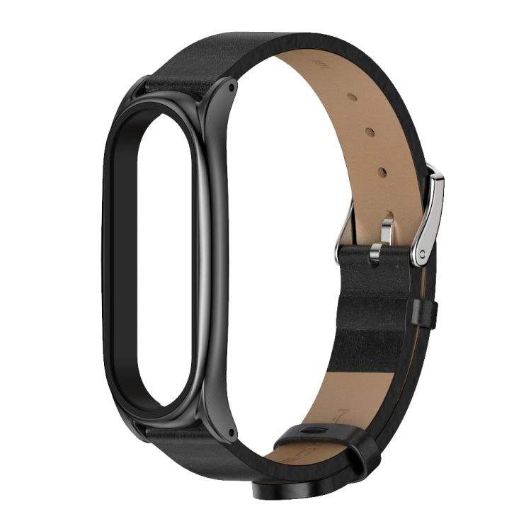 For Xiaomi Mi Band 6 / 5 / 4 / 3 Mijobs Metal Case Crazy Horse Texture PU Microfiber Plus Replacement Watchband For Xiaomi Mi Band 6 / 5 / 4 / 3 Mijobs Metal Case Crazy Horse Texture PU Microfiber Plus Replacement Watchband