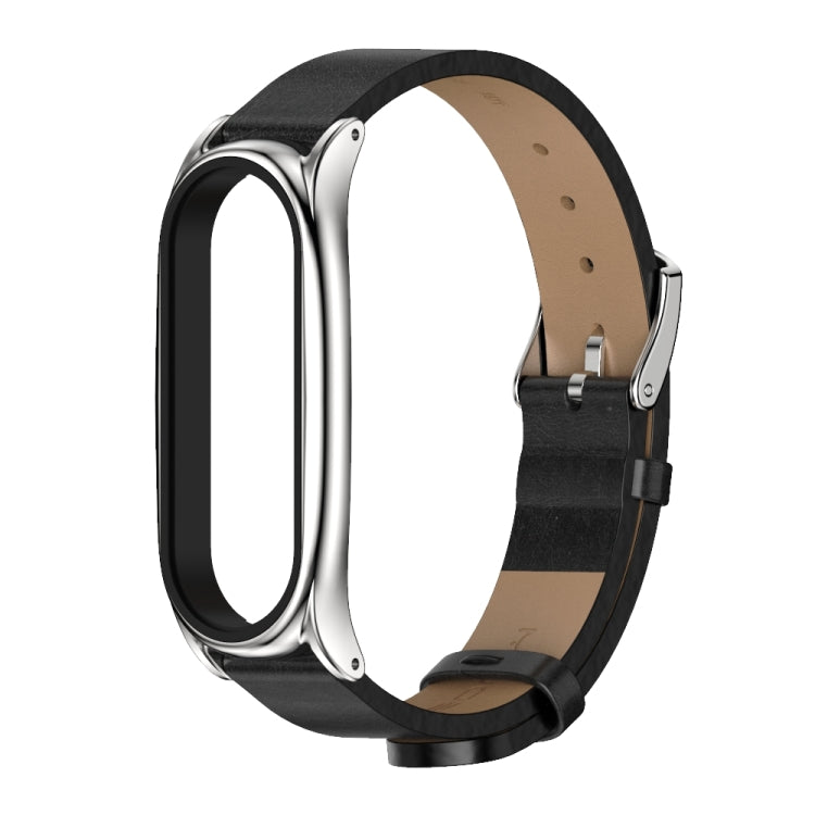 For Xiaomi Mi Band 6 / 5 / 4 / 3 Mijobs Metal Case Crazy Horse Texture PU Microfiber Plus Replacement Watchband For Xiaomi Mi Band 6 / 5 / 4 / 3 Mijobs Metal Case Crazy Horse Texture PU Microfiber Plus Replacement Watchband