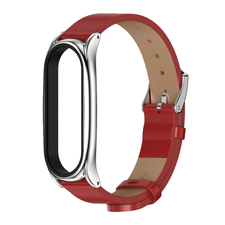 For Xiaomi Mi Band 6 / 5 / 4 / 3 Mijobs Metal Case Crazy Horse Texture PU Microfiber Plus Replacement Watchband For Xiaomi Mi Band 6 / 5 / 4 / 3 Mijobs Metal Case Crazy Horse Texture PU Microfiber Plus Replacement Watchband
