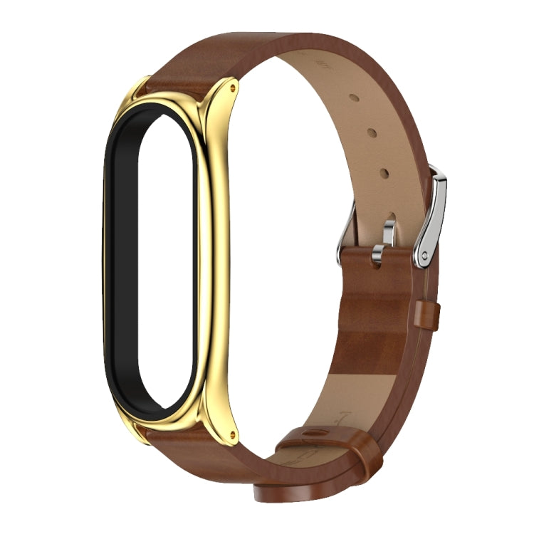 For Xiaomi Mi Band 6 / 5 / 4 / 3 Mijobs Metal Case Crazy Horse Texture PU Microfiber Plus Replacement Watchband For Xiaomi Mi Band 6 / 5 / 4 / 3 Mijobs Metal Case Crazy Horse Texture PU Microfiber Plus Replacement Watchband