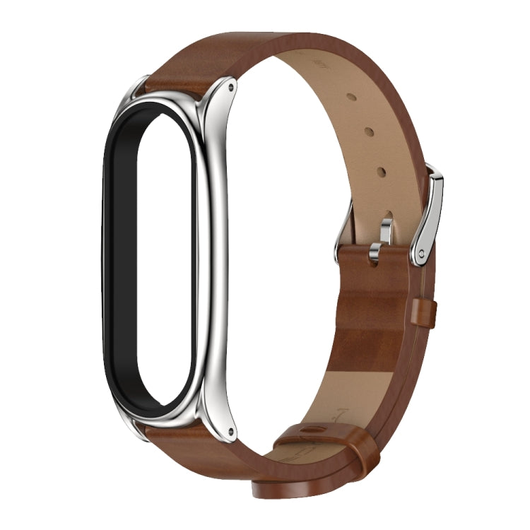 For Xiaomi Mi Band 6 / 5 / 4 / 3 Mijobs Metal Case Crazy Horse Texture PU Microfiber Plus Replacement Watchband For Xiaomi Mi Band 6 / 5 / 4 / 3 Mijobs Metal Case Crazy Horse Texture PU Microfiber Plus Replacement Watchband