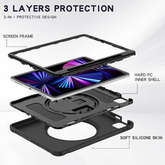 Funda protectora de TPU + PC a prueba de golpes con soporte de agarre plegable con rotación de 360 grados y ranura para bolígrafo, para iPad Pro 11 2022/2021/2020/2018