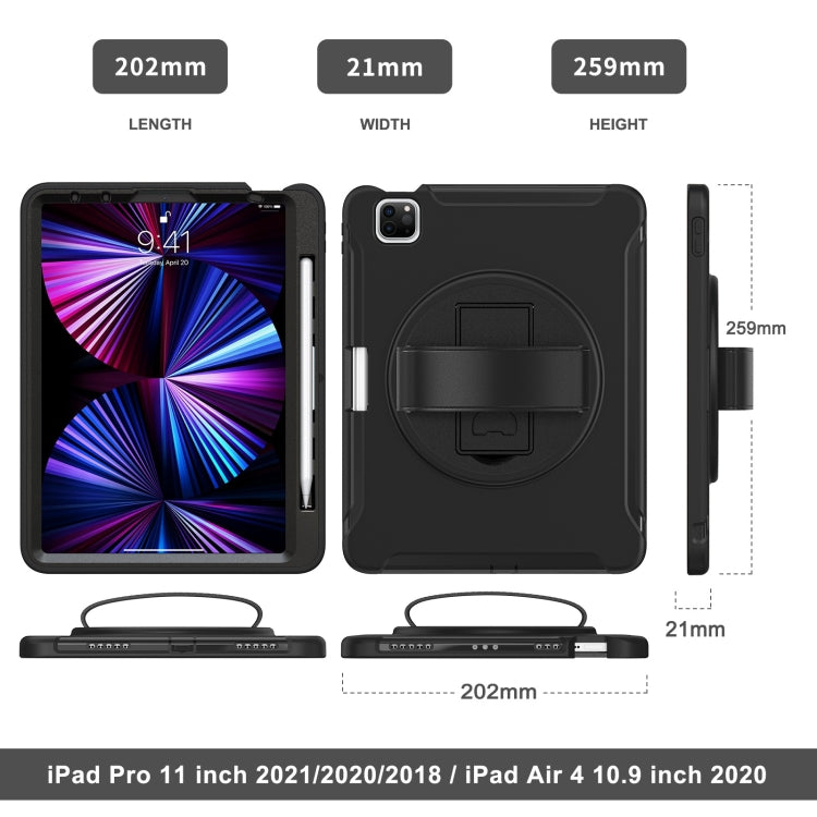 Funda protectora de TPU + PC a prueba de golpes con soporte de agarre plegable con rotación de 360 grados y ranura para bolígrafo, para iPad Pro 11 2022/2021/2020/2018 Funda protectora de TPU + PC a prueba de golpes con soporte de agarre plegable con rotación de 360 grados y ranura para bolígrafo, para iPad Pro 11 2022/2021/2020/2018