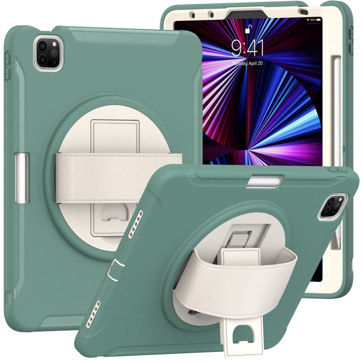 Funda protectora de TPU + PC a prueba de golpes con soporte de agarre plegable con rotación de 360 grados y ranura para bolígrafo, para iPad Pro 11 2022/2021/2020/2018 Funda protectora de TPU + PC a prueba de golpes con soporte de agarre plegable con rotación de 360 grados y ranura para bolígrafo, para iPad Pro 11 2022/2021/2020/2018