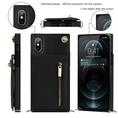 Cross-body Zipper Square TPU+PU Back Cover Case with Holder & Card Slots & Wallet & Strap, For iPhone XS / X, For iPhone XR, For iPhone XS Max