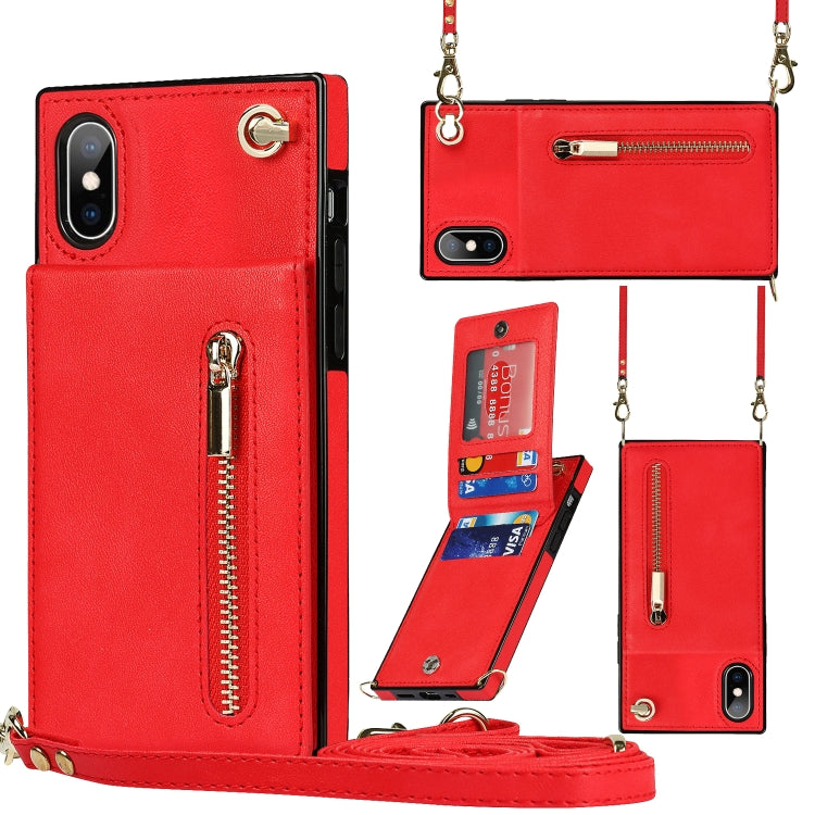 Cross-body Zipper Square TPU+PU Back Cover Case with Holder & Card Slots & Wallet & Strap, For iPhone XS / X, For iPhone XR, For iPhone XS Max Cross-body Zipper Square TPU+PU Back Cover Case with Holder & Card Slots & Wallet & Strap, For iPhone XS / X, For iPhone XR, For iPhone XS Max