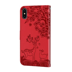 Sika Deer Embossing Pattern Horizontal Flip PU Leather Case with Holder & Card Slot & Wallet & Photo Frame, For iPhone XS Max