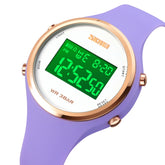 SKMEI 1720 Round Dial LED Digital Display Luminous Silicone Strap Electronic Watch