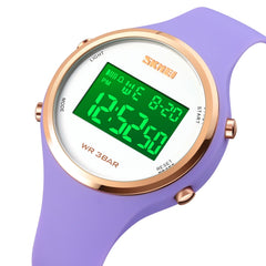 SKMEI 1720 Round Dial LED Digital Display Luminous Silicone Strap Electronic Watch