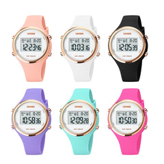 SKMEI 1720 Round Dial LED Digital Display Luminous Silicone Strap Electronic Watch