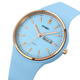 SKMEI 1747 Simple Bar scale Dial Silicone Strap Quartz Watch for Ladies
