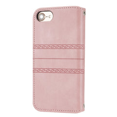Embossed Striped Magnetic Buckle PU + TPU Horizontal Flip Leather Case with Holder & Card Slot & Wallet & Photo Frame & Sling, For iPhone 8 / 7 / 6, For iPhone 8 Plus / 7 Plus / 6 Plus
