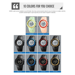 SKMEI 1773 Triplicate Round LED Dual Time Digital Display Colorful Backlight Electronic Watch