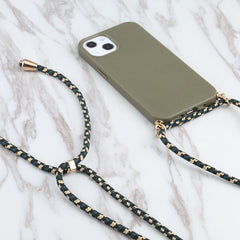 Wheat Straw Material + TPU Shockproof Case with Neck Lanyard, For iPhone 13 mini, For iPhone 13, For iPhone 13 Pro