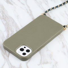 Wheat Straw Material + TPU Shockproof Case with Neck Lanyard, For iPhone 13 Pro Max