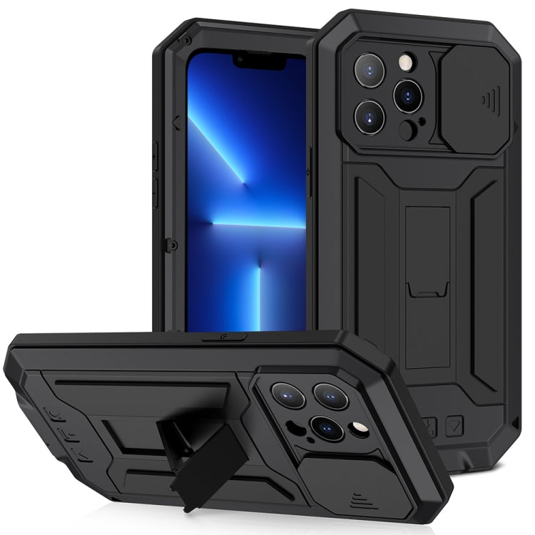 R-JUST Sliding Camera Shockproof Waterproof Dust-proof Metal + Silicone Protective Case with Holder, For iPhone 13 mini, For iPhone 13, For iPhone 13 Pro, For iPhone 13 Pro Max R-JUST Sliding Camera Shockproof Waterproof Dust-proof Metal + Silicone Protective Case with Holder, For iPhone 13 mini, For iPhone 13, For iPhone 13 Pro, For iPhone 13 Pro Max