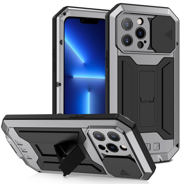 R-JUST Sliding Camera Shockproof Waterproof Dust-proof Metal + Silicone Protective Case with Holder, For iPhone 13 mini, For iPhone 13, For iPhone 13 Pro, For iPhone 13 Pro Max R-JUST Sliding Camera Shockproof Waterproof Dust-proof Metal + Silicone Protective Case with Holder, For iPhone 13 mini, For iPhone 13, For iPhone 13 Pro, For iPhone 13 Pro Max