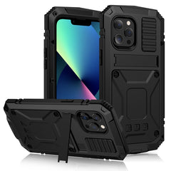 R-JUST Stoßfeste, wasserdichte, staubdichte Schutzhülle aus Metall und Silikon mit Halterung, für iPhone 13 mini, für iPhone 13, für iPhone 13 Pro, für iPhone 13 Pro Max