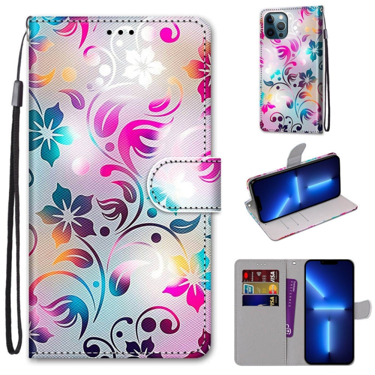 Coloured Drawing Cross Texture Horizontal Flip PU Leather Case with Holder & Card Slots & Wallet & Lanyard, For iPhone 13 Pro Max Coloured Drawing Cross Texture Horizontal Flip PU Leather Case with Holder & Card Slots & Wallet & Lanyard, For iPhone 13 Pro Max