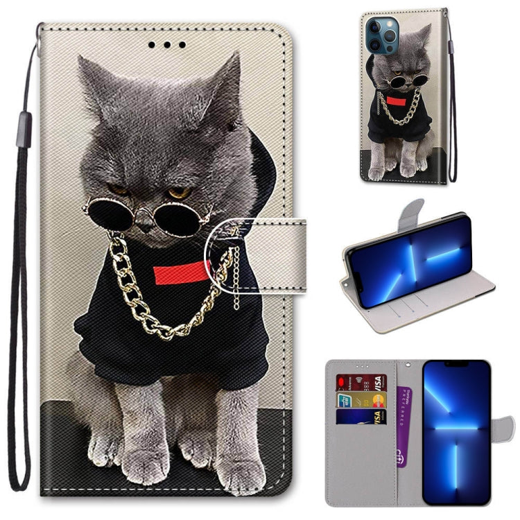 Coloured Drawing Cross Texture Horizontal Flip PU Leather Case with Holder & Card Slots & Wallet & Lanyard, For iPhone 13 Pro Max Coloured Drawing Cross Texture Horizontal Flip PU Leather Case with Holder & Card Slots & Wallet & Lanyard, For iPhone 13 Pro Max