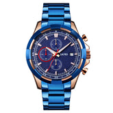 SKMEI 9192 Men Calendar Timing Stainless Steel Belt Luminous Quartz Watch