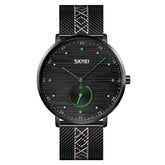 SKMEI 9218 Men Horizontal Striped Arabic Numeral Dial Mesh Belt Quartz Watch