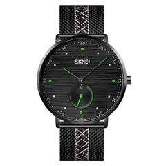 SKMEI 9218 Men Horizontal Striped Arabic Numeral Dial Mesh Belt Quartz Watch