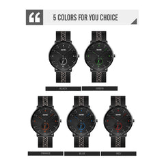 SKMEI 9218 Men Horizontal Striped Arabic Numeral Dial Mesh Belt Quartz Watch