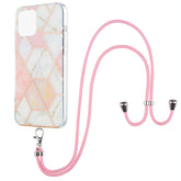Electroplating Splicing Marble Pattern Dual-side IMD TPU Shockproof Case with Neck Lanyard, For iPhone 13 mini, For iPhone 13, For iPhone 13 Pro, For iPhone 13 Pro Max