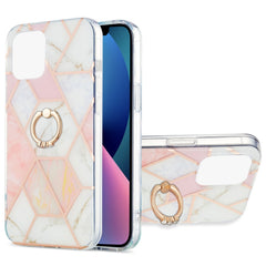 Electroplating Splicing Marble Pattern Dual-side IMD TPU Shockproof Case with Ring Holder, For iPhone 13 mini, For iPhone 13, For iPhone 13 Pro, For iPhone 13 Pro Max